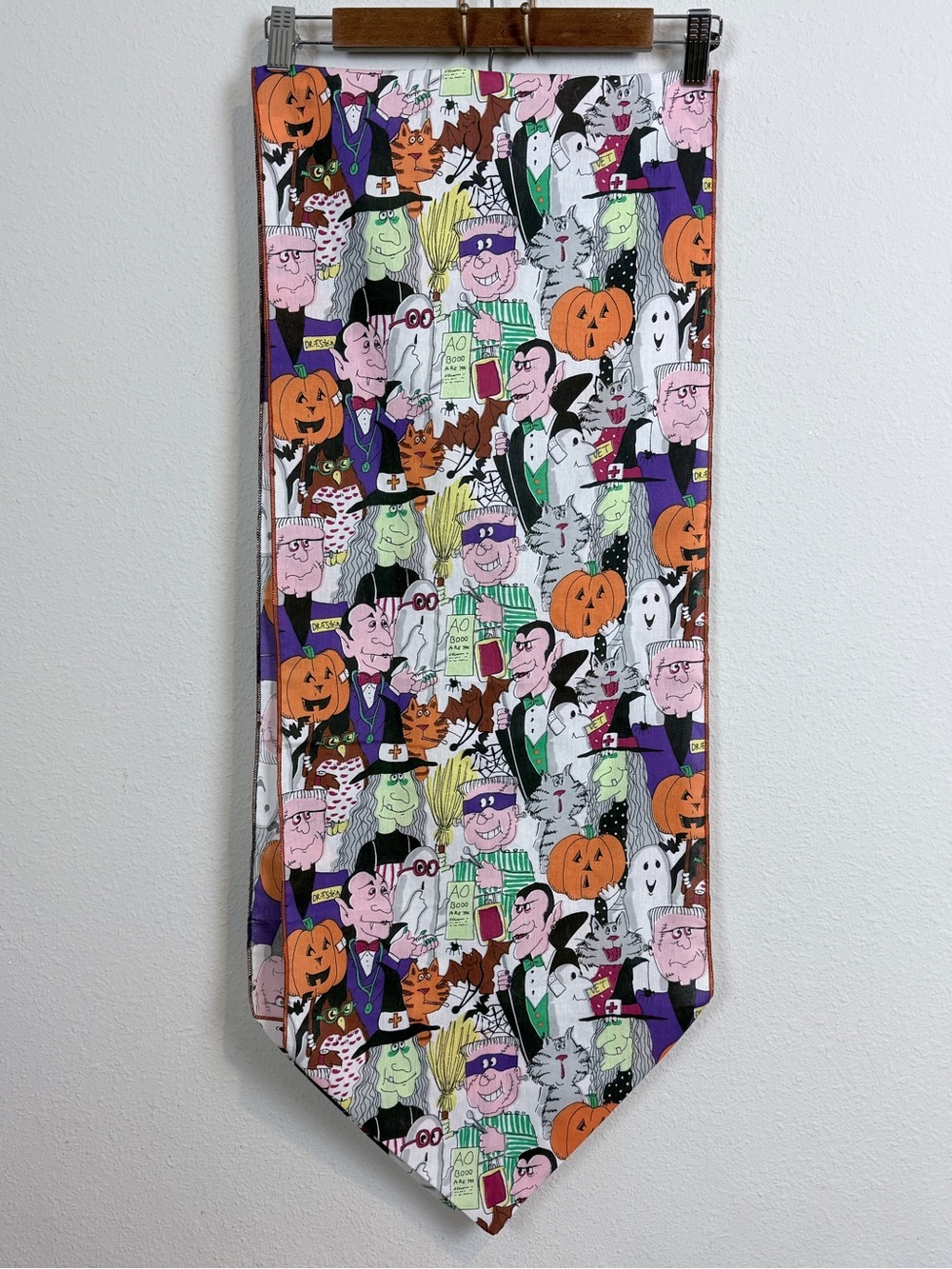 Vintage 90s Handmade Halloween Dr. Frankenstein Table Runner 13x69